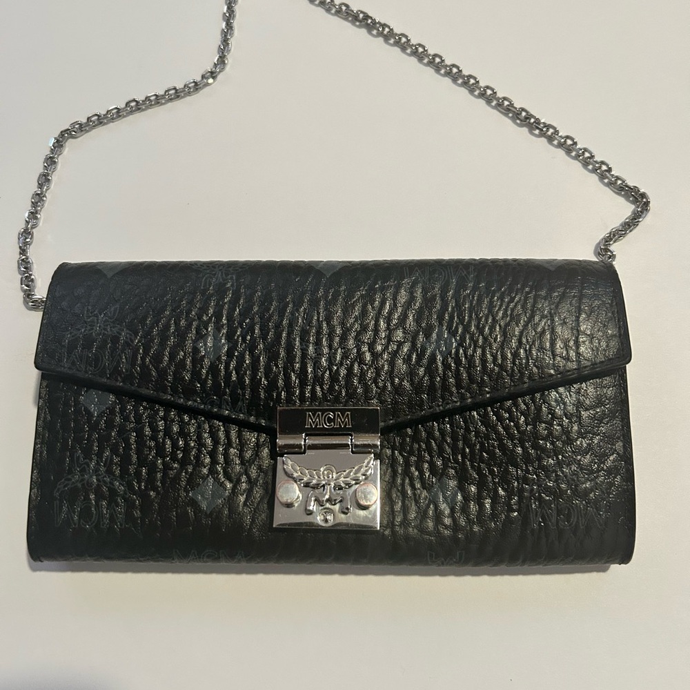 MCM Black Leather Chain Bag